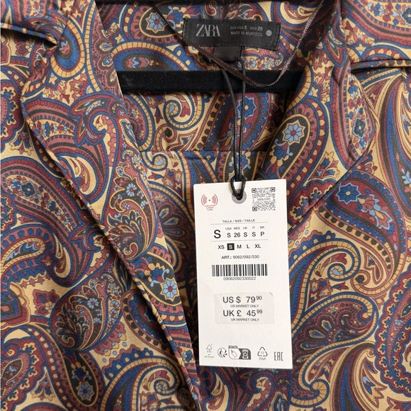 ZARA | Paisley Pajama Shirt | NWT Small - Picture 6 of 7